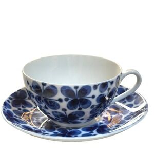 Rorstrand Sweden Mon Amie Tea Cup and 5 Saucers Blue Floral Marianne Westman MCM